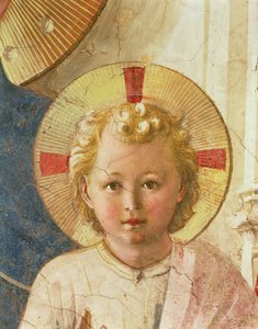 Detalhe do Menino Jesus da Madonna delle Ombre Madonna das Sombras, afresco 1450