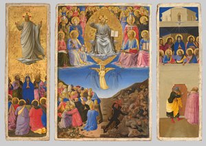 Italiano: Trittico (Ascensione, Giudizio Universale, Pentecoste) Tríptico do Juízo Final, da Ascensão e do Pentecostes de Fra Angelico