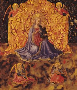 Madonna da humildade com criança de Christ e anjos de Fra Angelico