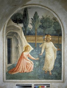 Noli me tangere. Jesus ressuscitado se recusa a ser tocado por Santa Maria Madalena, e por Fresco por Guido di Pietro de Fra Angelico