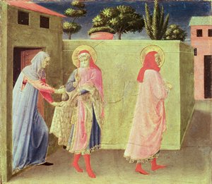 A cura de Palladia por SS. Cosmas e Damião, predella do Retábulo de Annalena, 1434 (têmpera no painel) de Fra Angelico