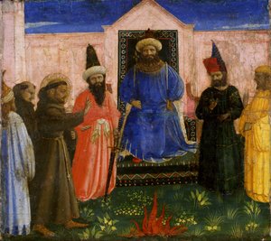 O Julgamento pelo Fogo de São Francisco antes do Sultão, c.1435-40 (tempera de madeira de choupo)
