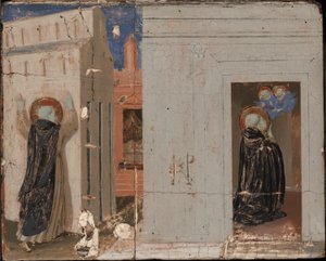 A Visão do Papa Inocêncio III; Santos Pedro e Paulo Aparecendo a São Domingos de Fra Angelico