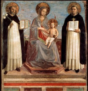 Virgem e Criança com Santos Dominicus e Thomas Aquinas, 1424-1430 de Fra Angelico