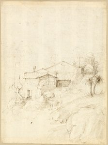 Mosteiro na encosta de uma colina rochosa de Fra Bartolommeo
