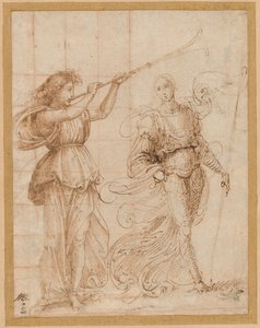 Um anjo tocando uma trombeta e outro segurando um estandarte de Fra Bartolommeo