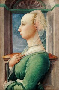 Retrato do perfil de uma jovem mulher, ca 1445 de Fra Filippo Lippi