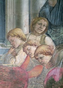 A celebração das relíquias de St. Stephen detalhe de coristas, afresco 1452-66 ver também 63780 e 63782 de Fra Filippo Lippi