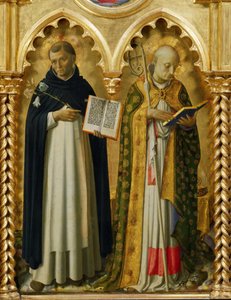 Santos Domingos e Nicolau de Bari do Altar de Perugia, ca. 1437. de Fra Giovanni Angelico da Fiesole
