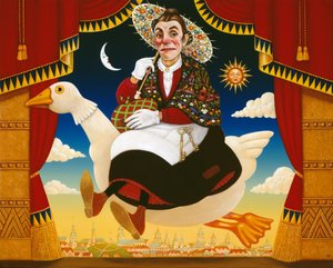Dan Leno (1860-1904) como Mother Goose, 1996 (óleo e têmpera no painel)