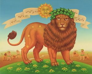 Leo, 1989 (óleo e têmpera no painel) de Frances Broomfield