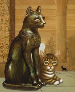 Mike, o British Museum Kitten, 1995 (óleo e têmpera no painel) de Frances Broomfield