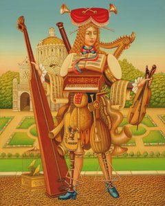 The Musicians Garden, 1997 (óleo e têmpera no painel) de Frances Broomfield