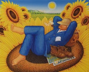 Van Goghs Sunflowers, 1998 (óleo e têmpera no painel)