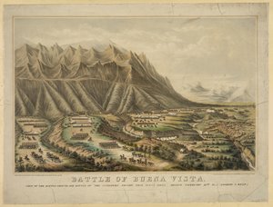 Preparativos para a Batalha de Buena Vista, também conhecida como Batalha de Angostura, entre o General Zachary Taylor e as tropas do General Antonio Lopez de Santa Anna, 23 de fevereiro de Frances Flora Bond (c.1812 76) Palmer