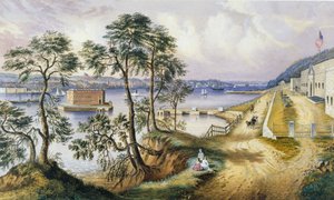 Staten Island e os estreitos de Fort Hamilton, NY, c.1861 de Frances Flora Bond Palmer