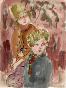 Boy and Girl (bodycolor no papel) de Frances Hodgkins