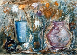 Vasos de Flores (aquarela sobre papel)
