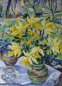 First Daffodils, 2024 (acrílico sobre tela)
