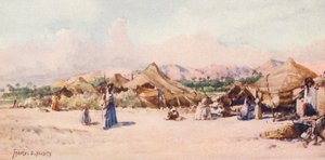 Um acampamento nómada (litografia a cores) de Frances Nesbitt