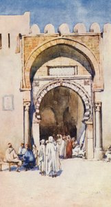 Porta dos Mouros, Kairouan (litografia a cores)