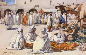 Mercado de fruta, Biskra (litografia a cores) de Frances Nesbitt