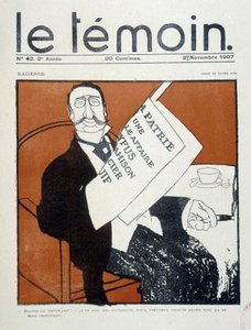 O caso Dreyfus: "Outro traidor judeu!... Não sou anti-semita, mas, na verdade, este poderia ter sido católico" (burguês judeu lendo a imprensa), desenho de Xavier Gose - em "Le Temoin" de 11/02/1907.