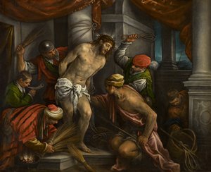 A Flagelação de Cristo, por volta de 1580-1585 (óleo sobre tela)