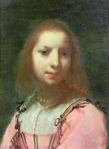 Retrato de uma Jovem Mulher, c.1640 (óleo sobre cobre) de Francesco (attr. to) Furini