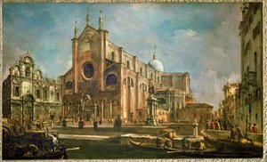 Campo da igreja de João e Paulo com a escola de São Marcos e o monumento de Colleoni, Veneza ...