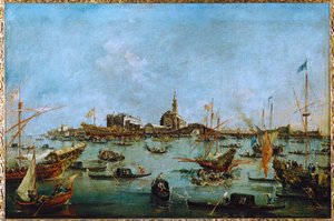 O Doge, na sua gôndola dourada, a Bucintoro, passa por San Niccolo del Lido ...