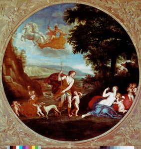 Venus e Adonis Pintura de Francesco Albani (1578-1660) disse a Albanesa Roma do século 17, Galleria Borghese de Francesco Albani