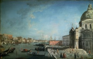 Vista do Grande Canal a partir da Ponte degli Scalzi. Aprox. 1735-1740. À direita, a igreja de Santa Maria di Nazareth (Scalzi)