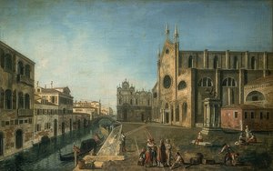 Vista de Veneza com a igreja Santi Giovanni e Paolo. Aprox. 1735.-1740