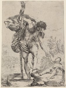 São Cristóvão dando a mão ao Menino Jesus, década de 1650. de Francesco Amato