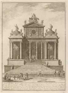 Um templo dedicado a Júpiter, Juno e Minerva, para o Festival "Chinea" de Francesco Barbazza after Giuseppe Palazzi