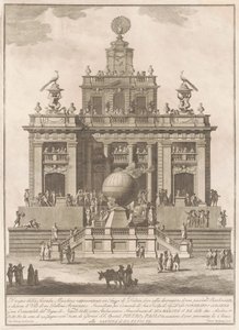 A Seconda Macchina para a Chinea de 1785: um palácio do prazer com um balão de ar de Francesco Barbazza, after Giuseppe Palazzi