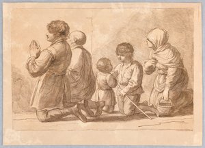 Uma família orando de Francesco Bartolozzi