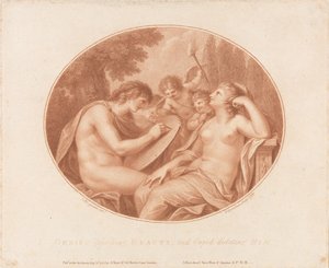 Genius beschreibt Schönheit, und Amor diktiert ihm de Francesco Bartolozzi