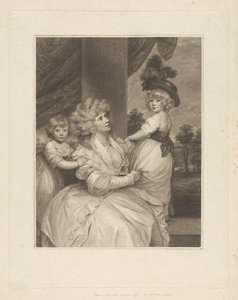 Jane, condessa de Harrington, com os seus filhos, Lord Petersham e o honorável Lincoln Stanhope de Francesco Bartolozzi