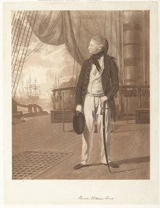 Retrato do príncipe William Henry a bordo de um navio de guerra da Marinha Real Britânica. de Francesco Bartolozzi