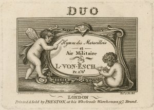 Placa de Título para Hino Marscillois e Militar Aéreo de Francesco Bartolozzi