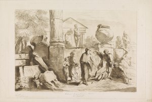 Tobit e o enterro dos mortos Antigo e Novo Testamento para Castiglione (título da série) de Francesco Bartolozzi