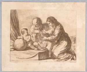 Virgem Maria, José e criança, com um globo de Francesco Bartolozzi