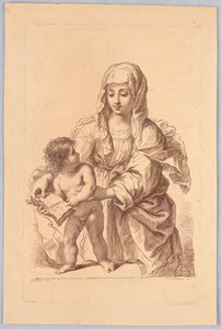 Virgem e criança segurando um livro de Francesco Bartolozzi
