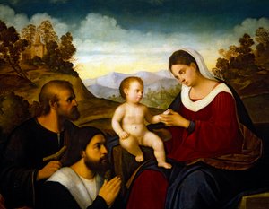 Sagrada Família com um Doador, início da década de 1520 (óleo sobre painel de madeira) de Francesco Bissolo