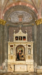 Transept Norte, Altar de São Nicolau, Amigone e Frei Mabila 1495, Madonna Enthroned e Criança Santa Ana Santos Nicolau de Tolentino e Jerônimo, Francesco Casella 1510 de Francesco Casella