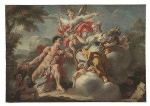 Um de um par de alegorias (óleo sobre painel) de Francesco Celebrano