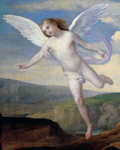 Anjo, detalhe de Angel visitando Hagar e Ismael, cerca de 1846, de Francesco Coghetti (1804-1875), óleo sobre tela, 96x132 cm