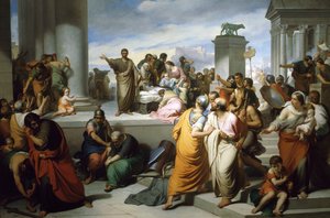 Brutus mostrando o corpo de Lucretia ao povo de Roma, por Francesco Coghetti (1804-1875)